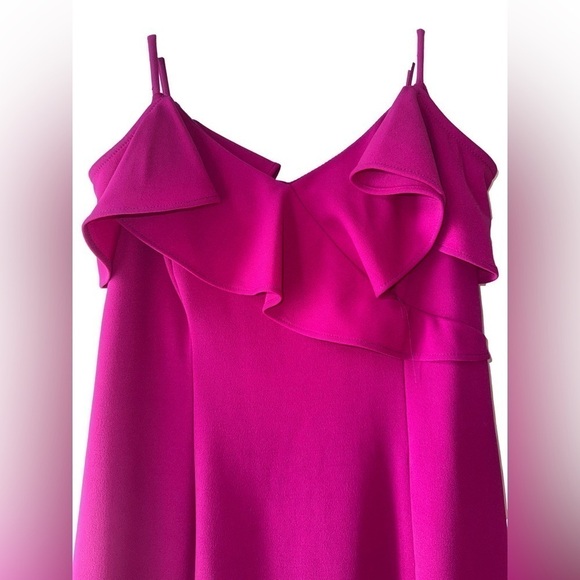 MARINA Fushia Pink Ruffle Cocktail Dress with Invisible Zipper size S - Picture 6 of 8